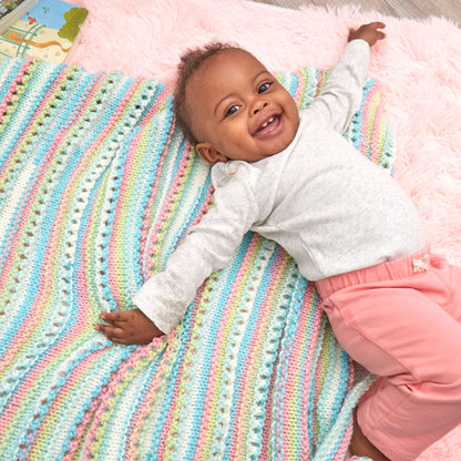 Red Heart Self-Striping Knit Baby Blanket Knit Blanket made in Red Heart With Love Yarn