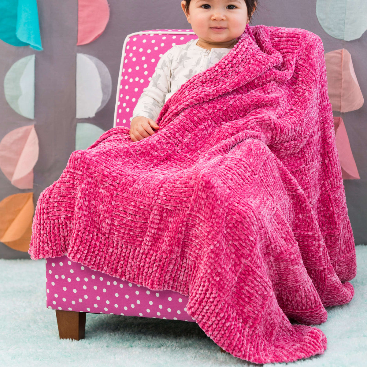 Knit Blanket made in Red Heart Velvety Yarn