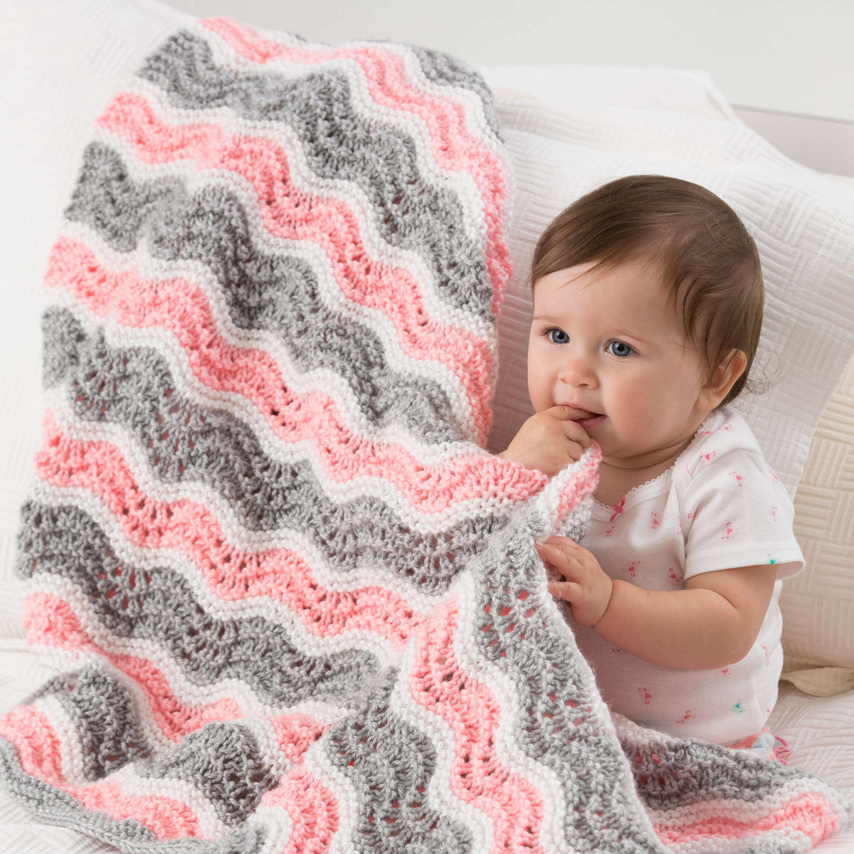 Knit Blanket made in Red Heart Soft Baby Steps Yarn