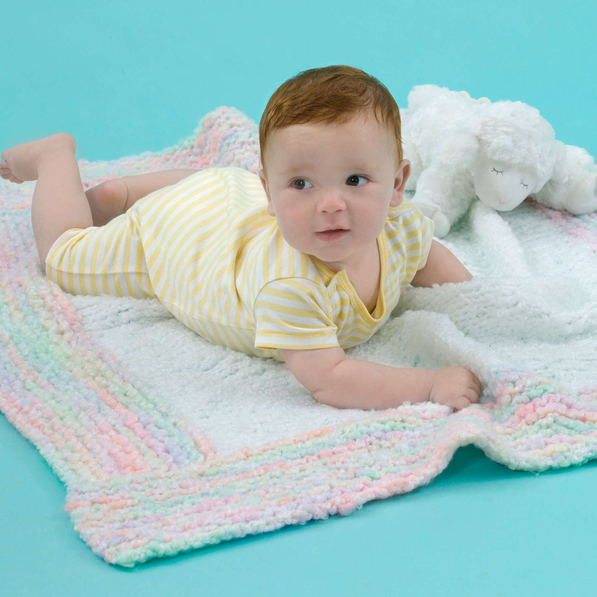 Knit Blanket made in Red Heart Baby Clouds Yarn