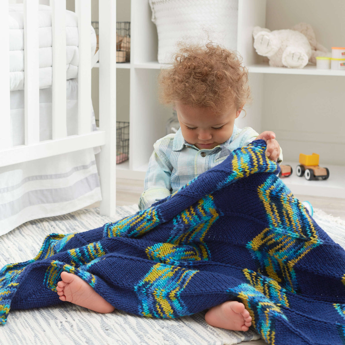 Knit Blanket made in Red Heart Baby Hugs yarn