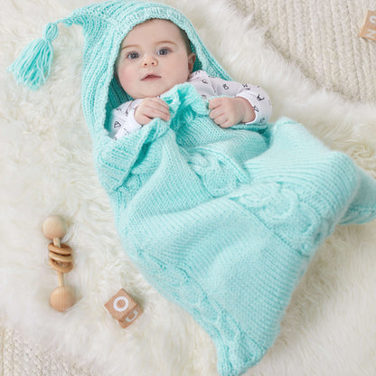 Red Heart Knit Cabled Baby Bunting Newborn