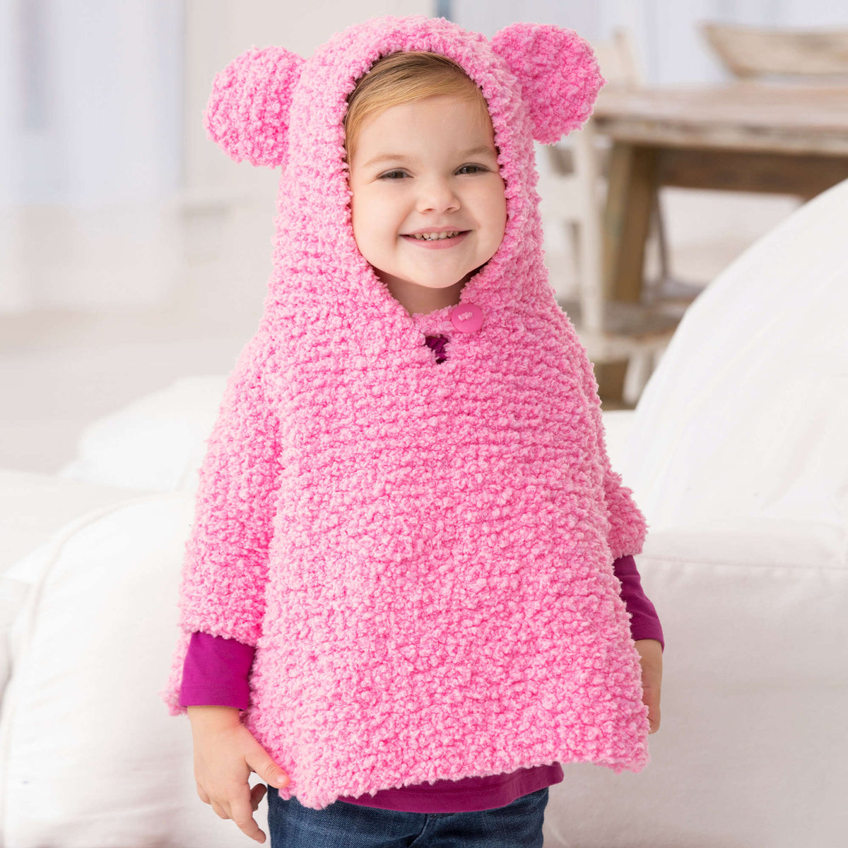 Knit Poncho made in Red Heart Buttercup Yarn