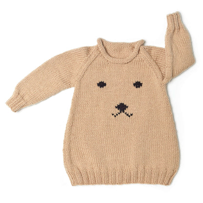 Red Heart Huggable Puppy Baby Dress Knit Dress made in Red Heart Baby Hugs Yarn