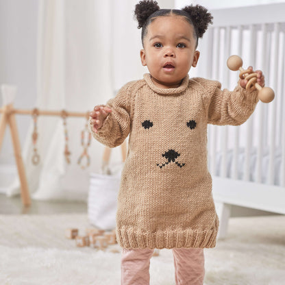 Red Heart Huggable Puppy Baby Dress Knit Dress made in Red Heart Baby Hugs Yarn