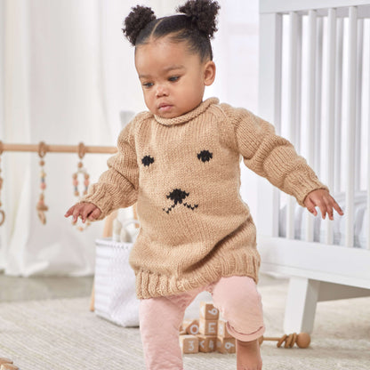 Red Heart Huggable Puppy Baby Dress Knit Dress made in Red Heart Baby Hugs Yarn