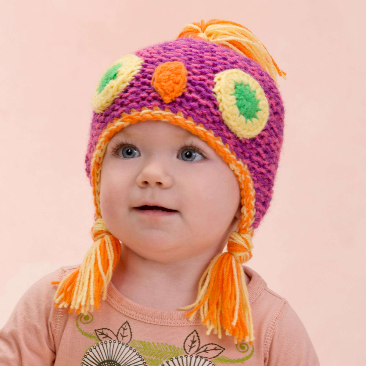 Knit Hat made in Red Heart Anne Geddes Baby Yarn