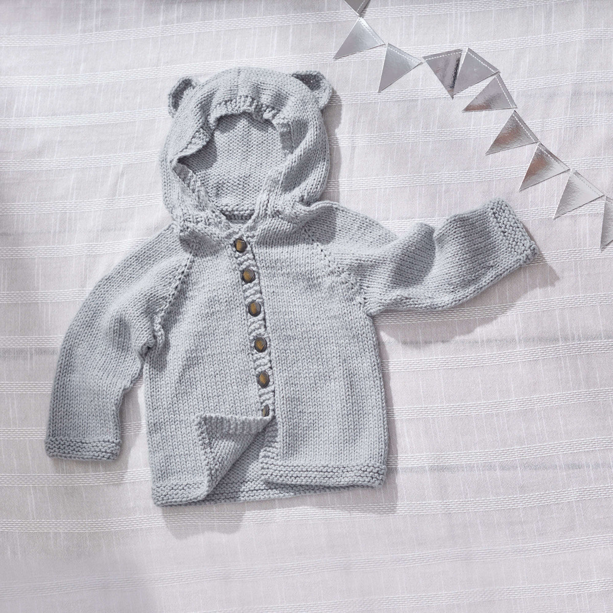 Knit Hoodie made in Red Heart Bunches of Hugs Yarn