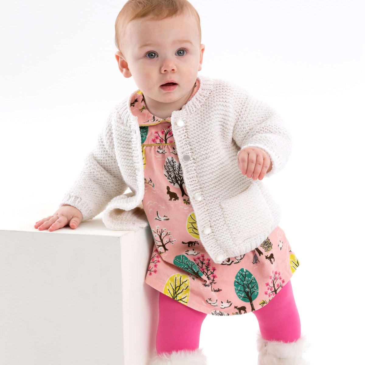 Knit Cardigan made in Red Heart Baby Hugs Light Yarn