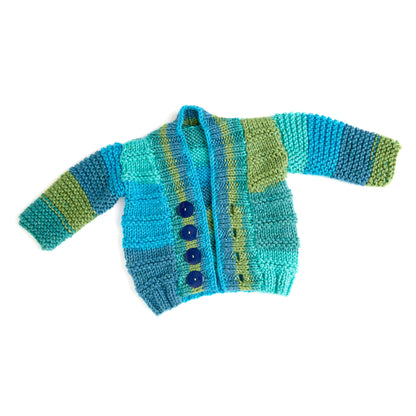 Red Heart Soft Essentials Knit Baby Cardigan Knit Cardigan made in Red Heart Soft Essentials Stripes Yarn
