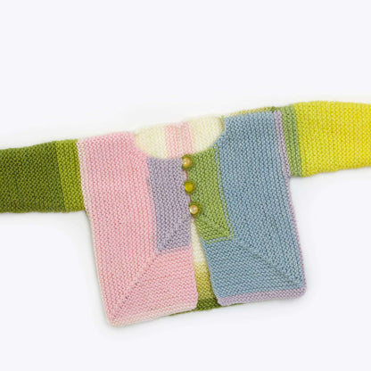 Red Heart Mitered Colorblock Baby Knit Cardigan Knit Cardigan made in Red Heart Yarn