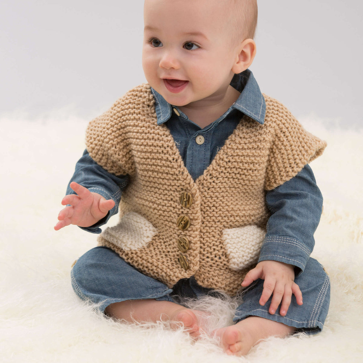 Knit Vest made in Red Heart Super Saver Yarn
