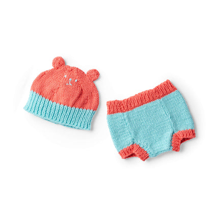 Red Heart Knit Bear Hat and Diaper Cover Knit Baby Cover made in Red Heart Baby Hugs Medium Yarn