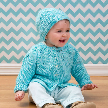 Red Heart Star Bright Baby Knit Cardigan and Hat Knit Hat made in Red Heart Soft Baby Steps Yarn