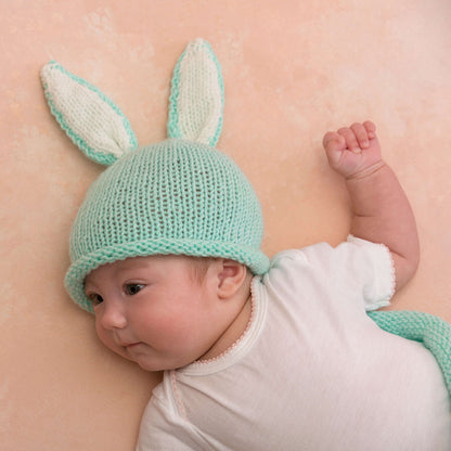 Red Heart Knit Cottontail Bunny Cocoon & Hat Knit Hat made in Red Heart Anne Geddes Baby Yarn
