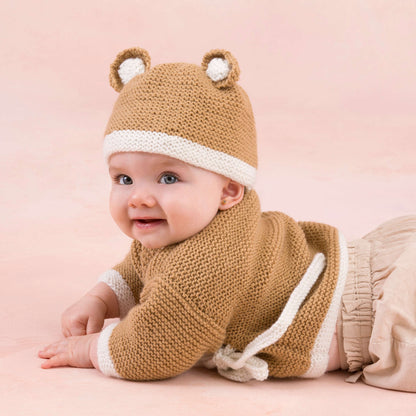 Red Heart Knit Teddy Sweater and Hat Knit Hat made in Red Heart Anne Geddes Baby Yarn