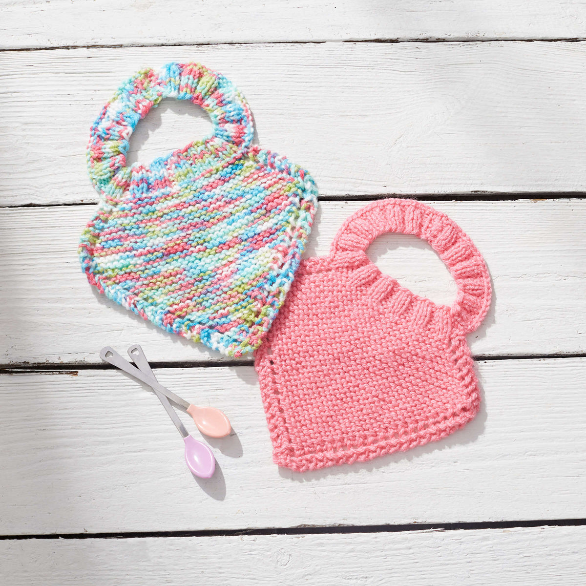 Knit Bib made in Red Heart Baby Hugs Medium Yarn