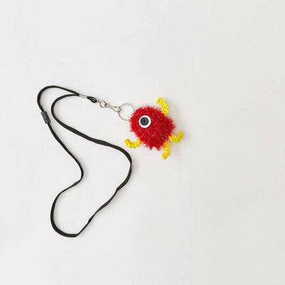 Red Heart Beginner Knit Monster Key Ring Knit Key Ring made in Red Heart Scrubby Sparkle Yarn