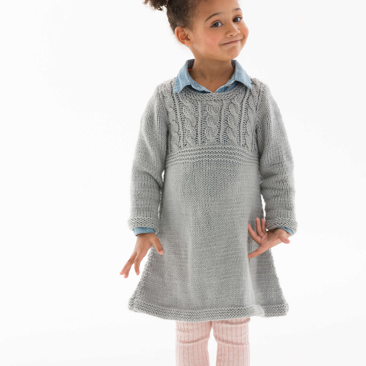 Knit Dress made in Red Heart Baby Hugs Medium Yarn