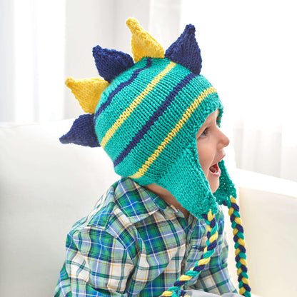 Red Heart Dino Stripes Knit Hat Knit Hat made in Red Heart Baby Hugs Medium Yarn