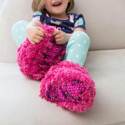 Red Heart Knit Child Fur Boot Slippers Knit Slippers made in Red Heart Super Saver Yarn