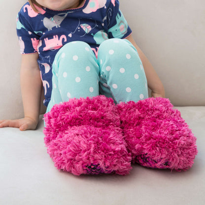 Red Heart Knit Child Fur Boot Slippers Knit Slippers made in Red Heart Super Saver Yarn