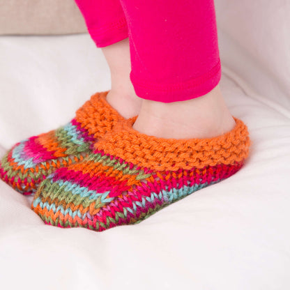 Red Heart Knit Mom and Me Slippers Knit Slippers made in Red Heart With Love Yarn