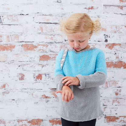Red Heart School Days Raglan Pullover Knit Pullover made in Red Heart Baby Hugs Medium Yarn
