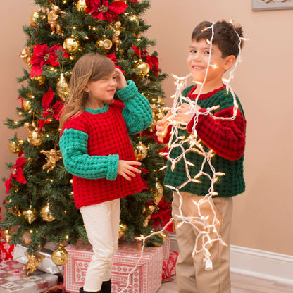 Red Heart Knit Jolly Kid's Sweaters Knit Sweater made in Red Heart With Love Yarn