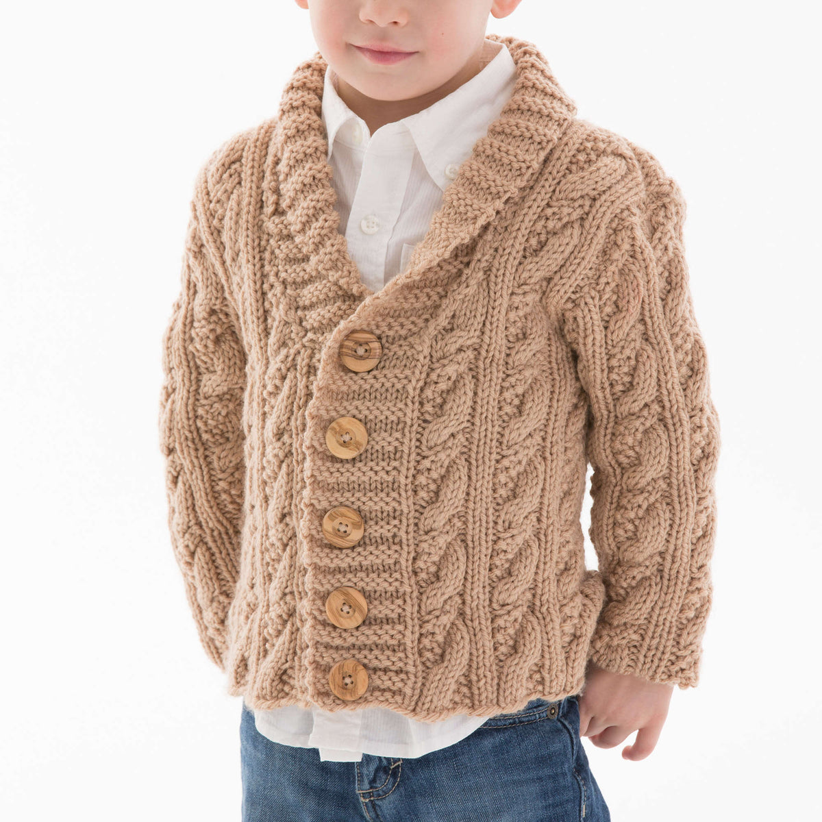 Knit Cardigan made in Red Heart Baby Hugs Medium Yarn