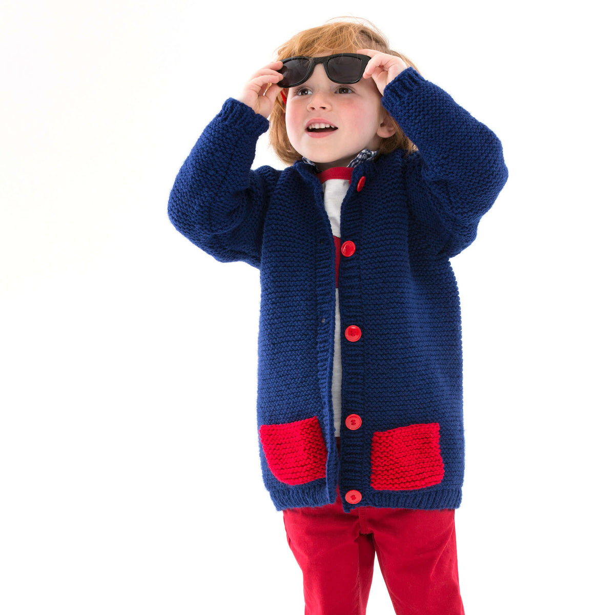 Knit Cardigan made in Red Heart Baby Hugs Medium Yarn