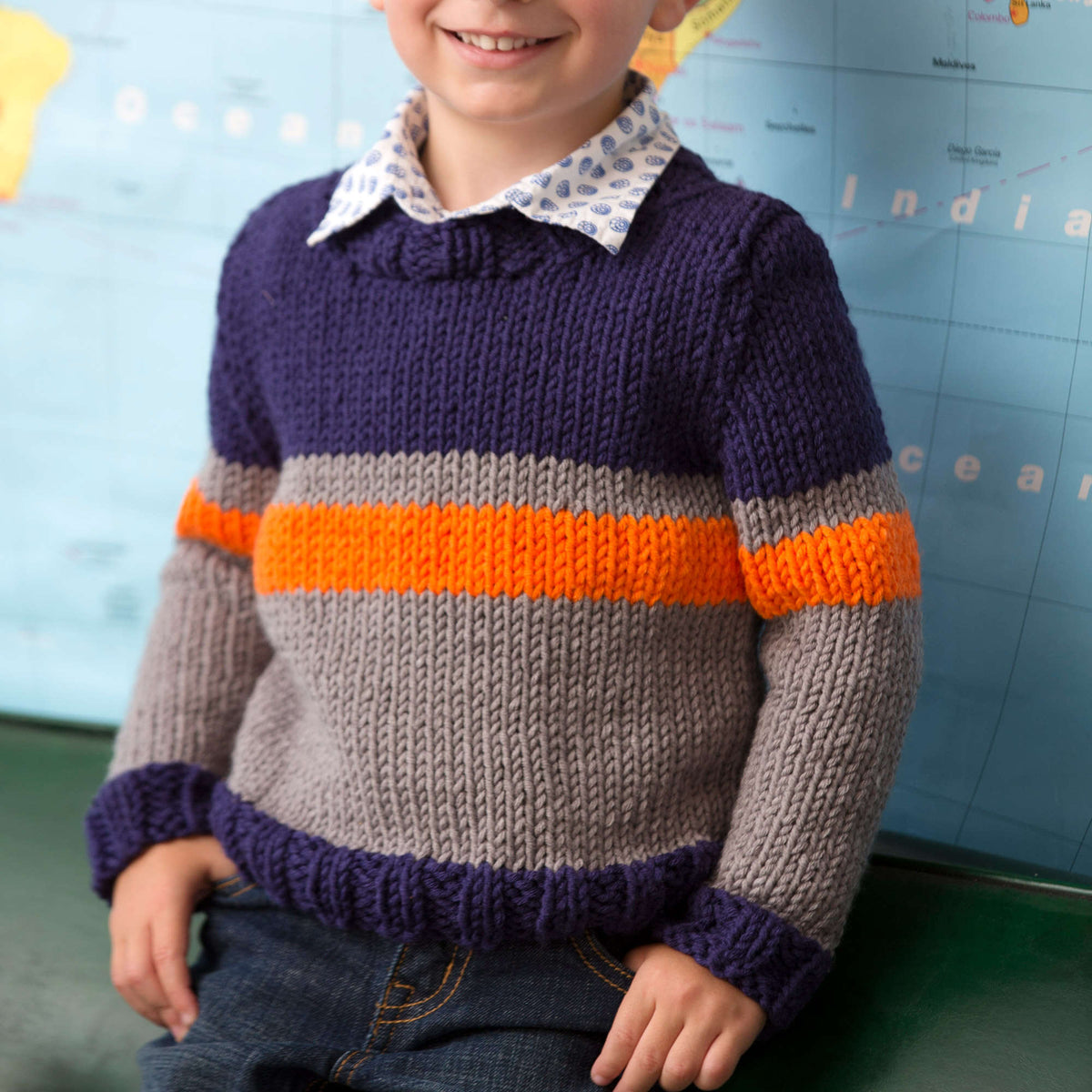 Knit Sweater made in Red Heart Heads Up Yarn
