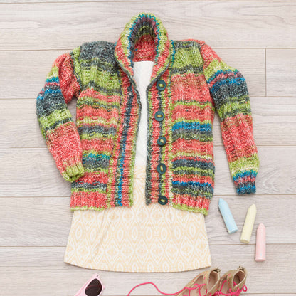 Red Heart Little Scholar Knit Cardigan Knit Cardigan made in Red Heart Hopscotch Yarn