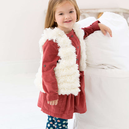 Red Heart Knit Child's Trendy Fur Vest Knit Vest made in Red Heart Soft Baby Steps Yarn