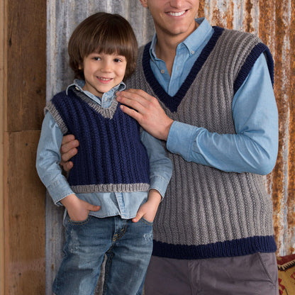 Red Heart Knit Boy's Seeded Rib Vest Free Boys Vest Knitting pattern made in Red Heart Soft Yarn