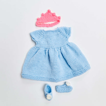 Red Heart Knit Royal Princess Doll Outfit Knit Costume made in Red Heart Yarn
