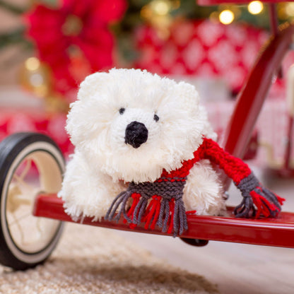 Red Heart Knit Fluffy Polar Bear Knit Toy made in Red Heart Boutique Yarn