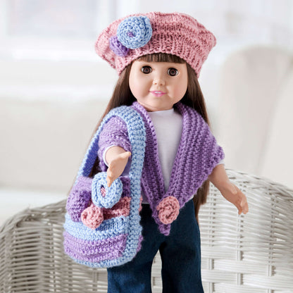 Red Heart Floral Knit Doll Accessories Knit Doll Accessories made in Red Heart Soft Yarn