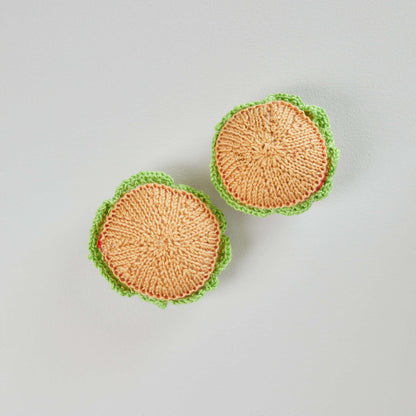 Red Heart Yummy Knit Hamburgers Knit Toy made in Red Heart Amigurumi Yarn