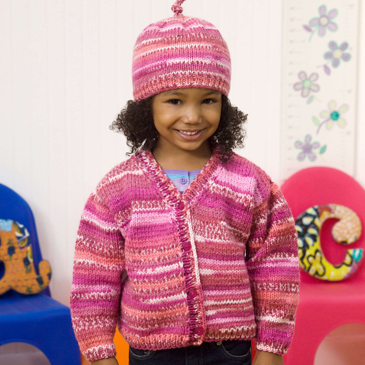Knit Hat made in Red Heart Stripes Yarn