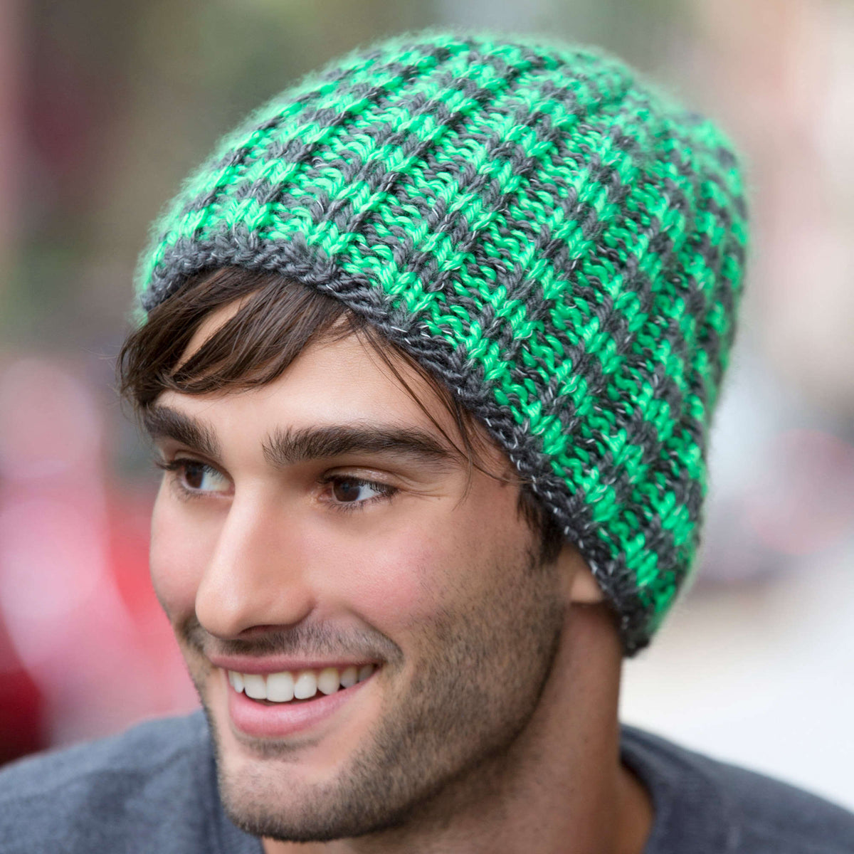 Knit Hat made in Red Heart Reflective Yarn