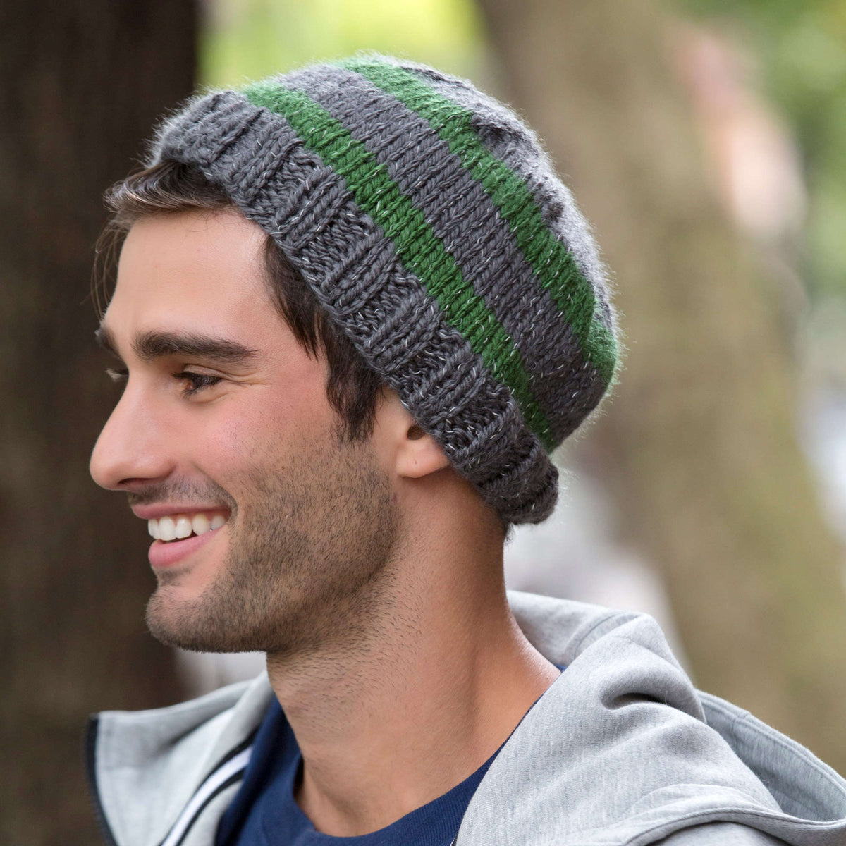 Knit Beanie made in Red Heart Reflective Yarn