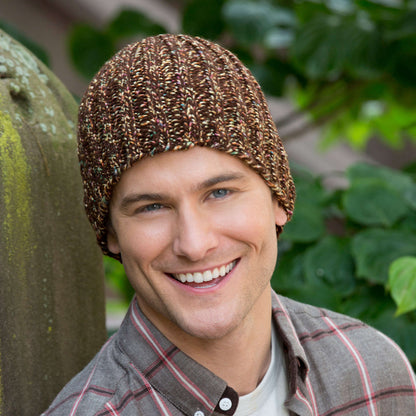 Red Heart Knit Man's Watch Hat Knit Hat made in Red Heart Fiesta Yarn