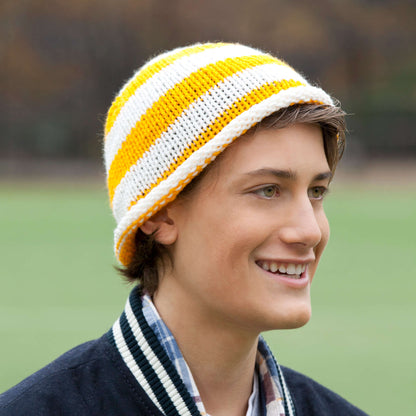 Red Heart Knit Team Pride Hat Knit Hat made in Red Heart Team Spirit Yarn