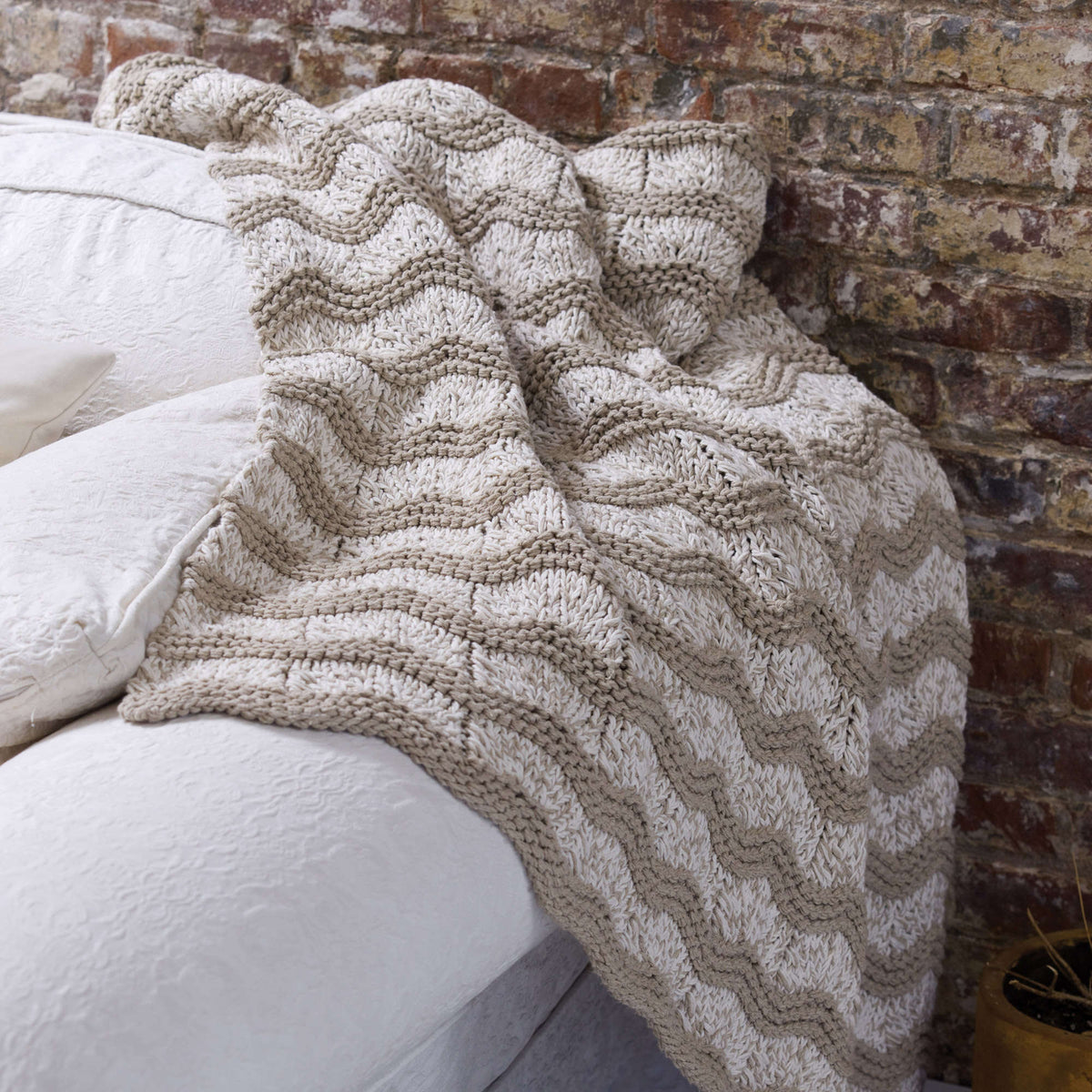 Knit Afghan made in Red Heart Eco-Cotton Blend Yarn