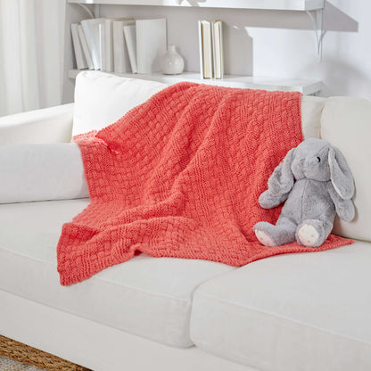 Red Heart Bright and Cuddly Basketweave Knit Blanket Knit Blanket made in Red Heart Bunches of Hugs Yarn