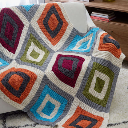 Red Heart Color Blocks Knit Throw Knit Throw made in Red Heart Soft Yarn