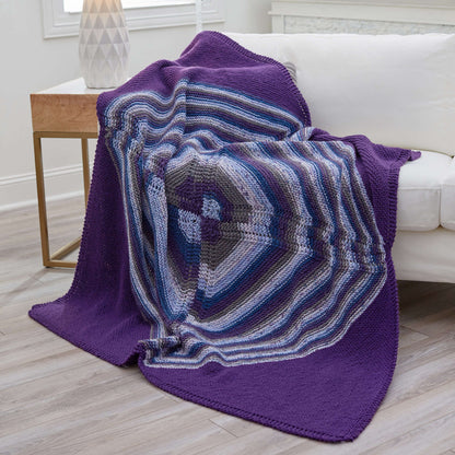 Red Heart Knit Four-Square Diagonal Throw Knit Throw made in Red Heart With Love Yarn