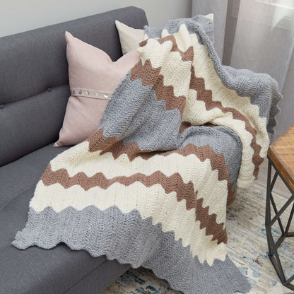 Red Heart Knit Calming Colors Chevron Throw Knit Throw made in Red Heart Dreamy Yarn