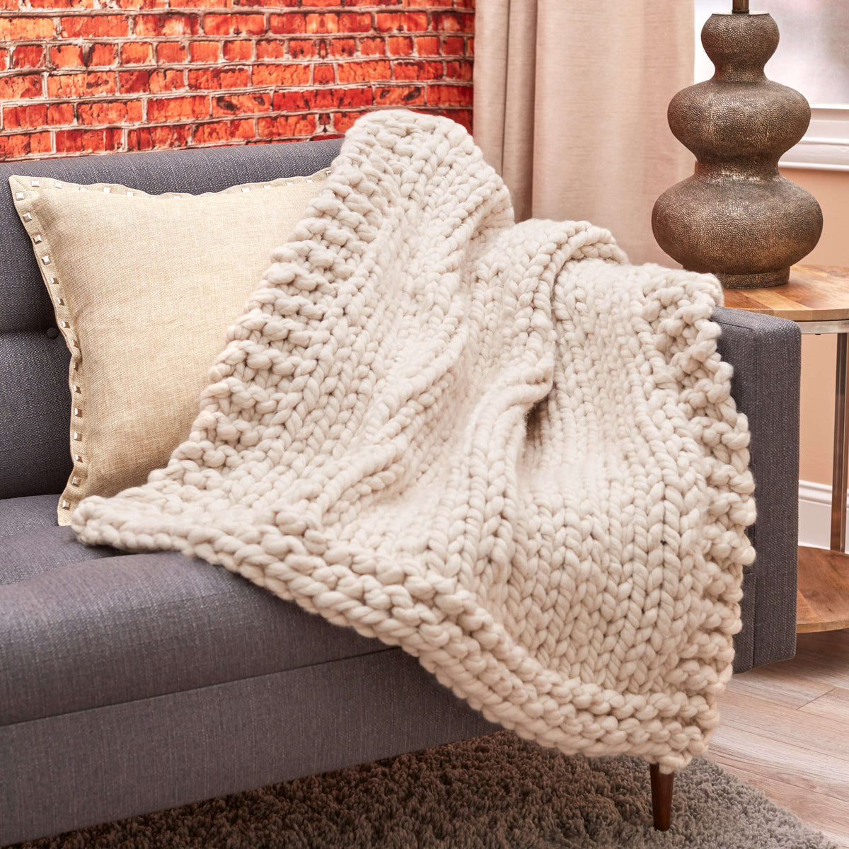 Knit Throw made in Red Heart Boutique Yarn